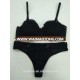 Top selling sexy underwear fancy women black bra thong set