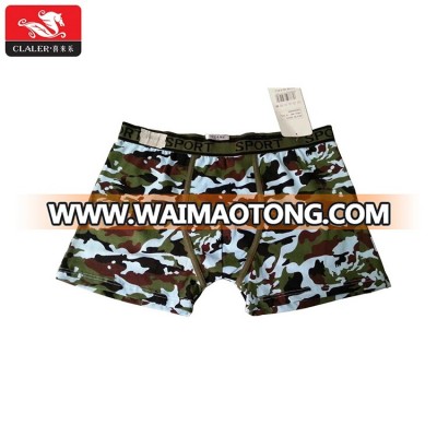 Spandex camouflage printed sexy young men boxer cotton underwear